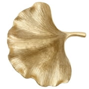 Home Decor Collection Leaf Shaped Gold Indoor Tabletop Trinket Tray