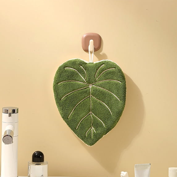 Leaf Shaped Hanging Hand Towel,Super Soft Absorbent Fast-Drying Towel with Loop,Cute Decorative Towel for Bathroom,Kitchen,Living Room