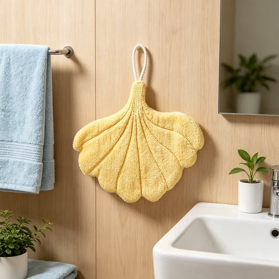 Leaf Shaped Hanging Hand Towel,Super Soft Absorbent Fast-Drying Towel with Loop,Cute Decorative Towel for Bathroom,Kitchen,Living Room