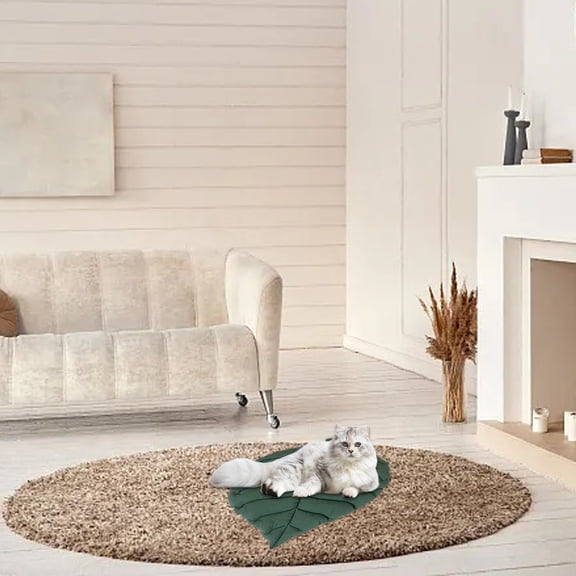 Leaf Shaped Pet Floor Mat Thick Dog Cat Kennel Cage Bed Mat Comfortable