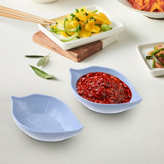 Leaf-Shaped Snack Plates, Wheat Straw Japanese Tableware Set, Eco-Friendly Soy Sauce Dishes, Decorative Pickle Trays, Dishwasher-Safe Serving Bowls