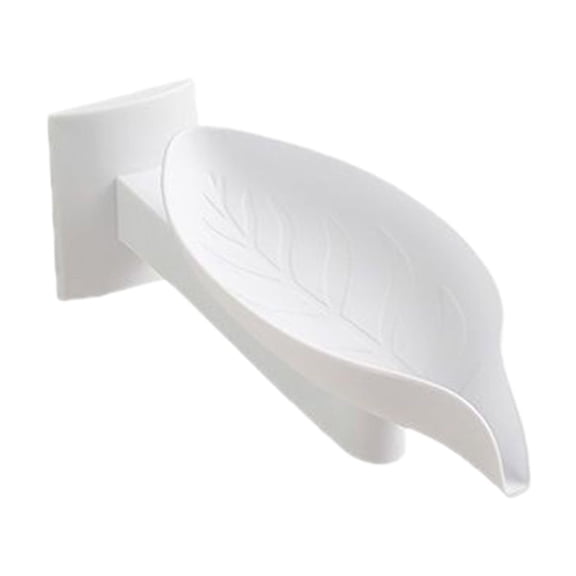 Leaf Shaped Soap Holder Wall Mounted Rotatable Soap Dish, Adjustable 180° Rotation with Drainage Holes, Polypropylene Construction for Bathroom Kitchen