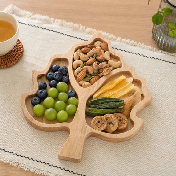 Leaf Shaped Wooden Plate, Wood Serving Tray, Decorative Tray, Fruit Dessert Serving, Coffee Table Decor