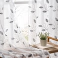 thumbnail image 1 of Leaf Sheer Curtains 84 Inches Long 2 Panels Grey Embroidered Sheer Curtains for Bedroom Light Filtering Neutral Floral Voile Rod Pocket Natural Botanical Faux Linen Drapes, 50x84 Gray on White, 1 of 5