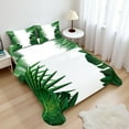 thumbnail image 1 of Ambesonne Hawaiian Fitted & Top Sheet Set with Shams, Tropical Exotic Palms, Green White, 1 of 8