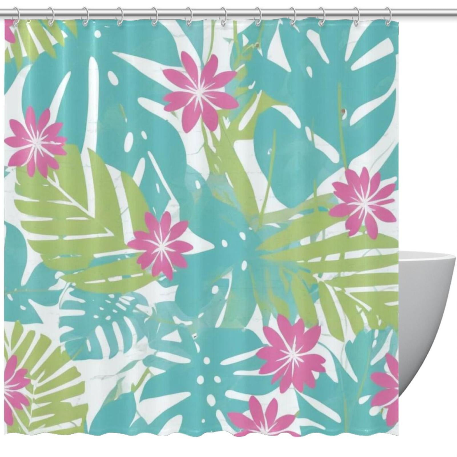 Leaf Shower Curtain for Bathroom, Aesthetics Patterns Curtain Bathroom