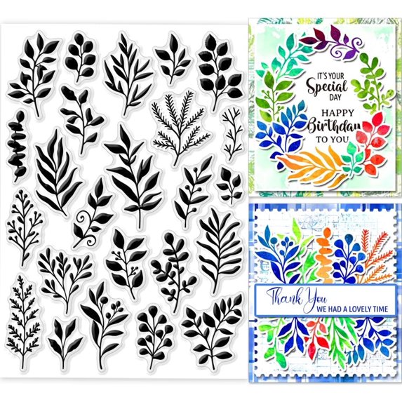 Leaf Silhouette Clear Stamps for Cards Making Plant Tree Leaves Clear Stamp Seals 5.83x8.27inch Transparent Stamps for DIY Scrapbooking Photo Album Journal Home Decoration