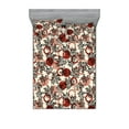 thumbnail image 1 of Leaf Silhouettes Fitted Sheet & Pillow Sham Set, Modern Design Simple Leaves Pattern on Spotted Backdrop, Decorative Printed 3 Piece Bedding Decor, Calking, Raspberry Cream and Pale Ruby, by Ambesonne, 1 of 2