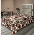thumbnail image 1 of Ambesonne Leaf Silhouettes Flat Bedding Sheet Soft Top Sheet, Spotted Back Leaf, Twin, Raspberry Cream and Pale Ruby, 1 of 1