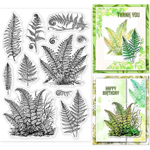 Leaf Silicone Clear Stamps Ferns Plants Transparent Stamp Seals 4.3x6.3in