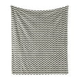 thumbnail image 1 of Leaf Soft Flannel Fleece Blanket, Minimalist Style Botanical Geometric Pattern Art Deco Scandinavian Classic Design, Cozy Plush for Indoor and Outdoor Use, 50" x 70", Cream and Black, by Ambesonne, 1 of 5