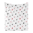 thumbnail image 1 of Leaf Soft Flannel Fleece Blanket, Red and Black Ginkgo Leaves Scattered on White Background with Minimalist Style, Cozy Plush for Indoor and Outdoor Use, 70" x 90", Red Black White, by Ambesonne, 1 of 5