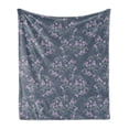 thumbnail image 1 of Leaf Soft Flannel Fleece Throw Blanket, Abstract Japanese Plum Blossoms Nature Garden Flora Theme, Cozy Plush for Indoor and Outdoor Use, 50" x 70", Bluegrey Pale Pink Sage, by Ambesonne, 1 of 5