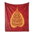 thumbnail image 1 of Leaf Soft Flannel Fleece Throw Blanket, Design of Tree Nature and Yoga Themed Composition, Cozy Plush for Indoor and Outdoor Use, 50" x 60", Vermilion Marigold, by Ambesonne, 1 of 5