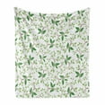 thumbnail image 1 of Leaf Soft Flannel Fleece Throw Blanket, Ivy Patterns with Tiny Green Leaves Branches Creme Contemporary Illustration, Cozy Plush for Indoor and Outdoor Use, 50" x 60", Green Brown, by Ambesonne, 1 of 5