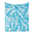 thumbnail image 1 of Leaf Soft Flannel Fleece Throw Blanket, Miami Tropical Aquatic Palm Leaves Exotic Colors Modern Summer Beach, Cozy Plush for Indoor and Outdoor Use, 50" x 70", Turquoise Aqua Blue, by Ambesonne, 1 of 5