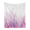 thumbnail image 1 of Leaf Soft Flannel Fleece Throw Blanket, Skeleton Spring Flowers with Contemporary Theme Fantasy Fashion Image, Cozy Plush for Indoor and Outdoor Use, 70" x 90", Pink Purple, by Ambesonne, 1 of 5
