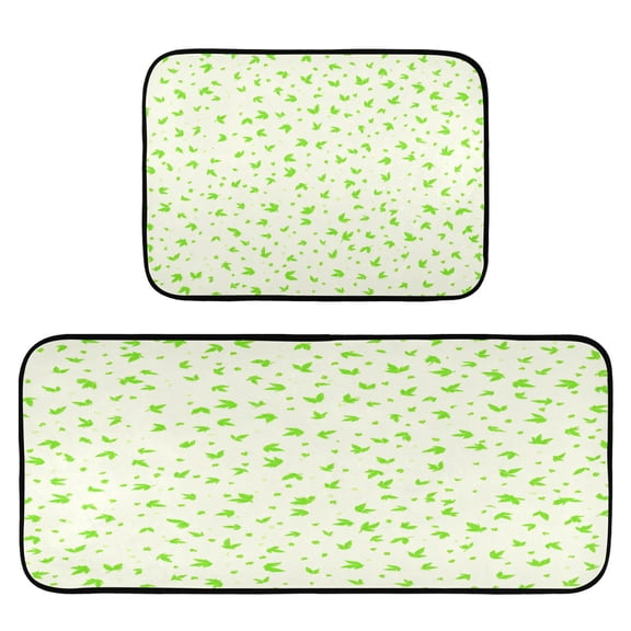 Leaf Sprinkles 2-Piece Kitchen Carpet Mat Set, Non-Slip Memory Foam, Soft for Kitchen and Living Room Use