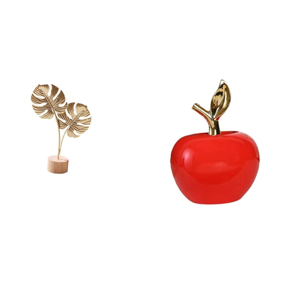 Leaf Statue Metal Sculpture Ceramic Ornament with Durable Iron Material for Modern Living Room Dining Space