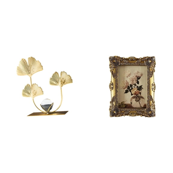 Leaf Statue Tabletop Photo Frame Ornate Resin Design for Wedding Anniversary Housewarming Gift