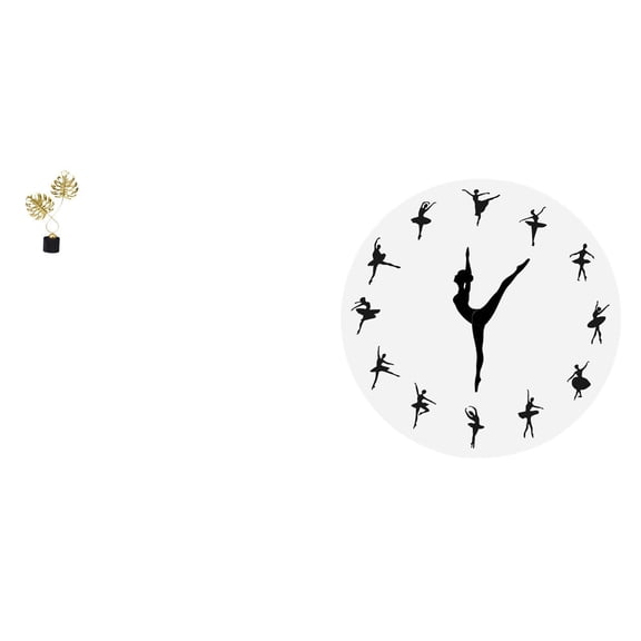 Leaf Statue Wall Clock Ballerina Dancing Iron Construction Silent Mute Sculpture for Living Room Desk