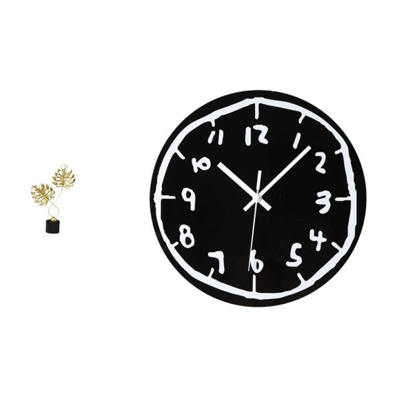 Leaf Statue Wall Clock Ornament Acrylic Material for Living Room Bedroom Office Decoration