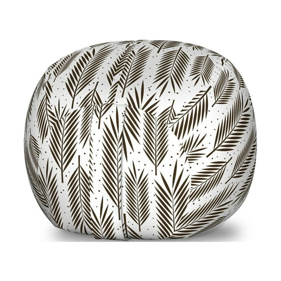 Leaf Storage Toy Bag Chair, Palm Leaves with Sharp Edges and Little Dots Tropical Jungle Inspired, Stuffed Animal Organizer Washable Bag, Large Size, Seal Brown White, by Ambesonne