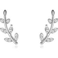 thumbnail image 1 of Leaf Stud Earrings Ear Climber Earrings for Women Small Olive Leaves Branch Cartilage Studs Silver Long Leaf Earrings Silver Shinning Chain Tassel Leaf Earrings, 1 of 18
