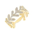 thumbnail image 1 of AFFY Leaf Style 0.3 Cttw Round Cut White Natural Diamond Engagement Band Ring In 10K Solid Yellow Gold,Ring Size: 10, 1 of 1