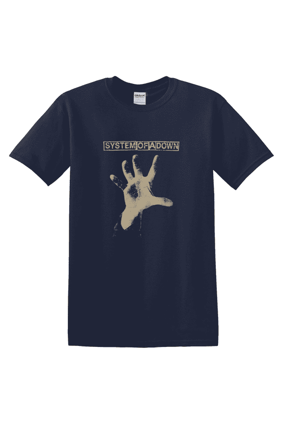 Leaf System Of A Down Hand Logo Retro Style Black Graphic T-Shirt
