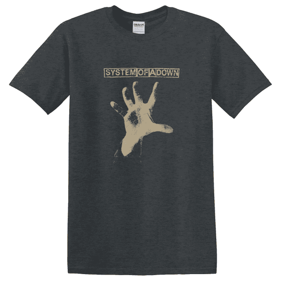 Leaf System Of A Down Hand Logo Retro Style Black Graphic T-Shirt