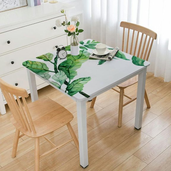 Leaf Tablecloth, Watercolor Print Garden Botanical Leaves Image, Dining Room Kitchen Rectangular Table Cover