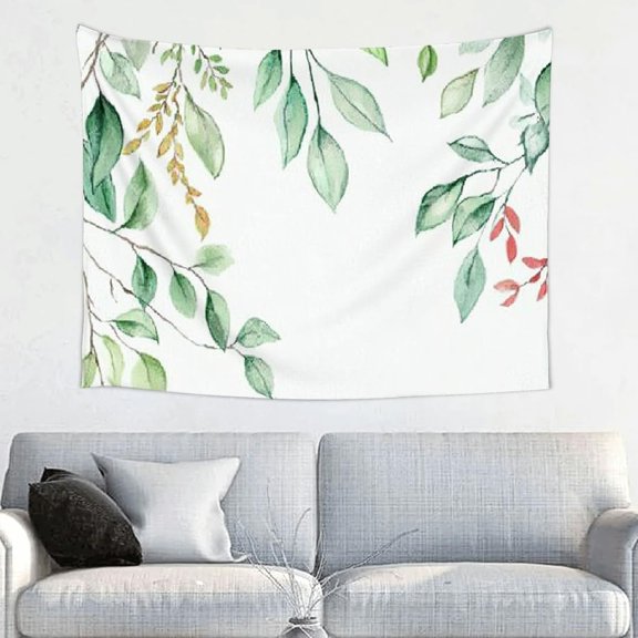 Leaf Tapestry Watercolor Tea Tree Plant Floral Wall Hanging 40 x 30 Inch for Bedroom Living Room Dorm