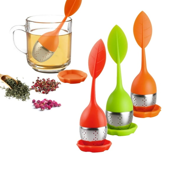 Leaf Tea Infuser for Tea Pot Mug Cup- Loose Tea Strainer Steeper for Fennel Tea Rooibos Tea Herbal Team Green Red Orange Set 3
