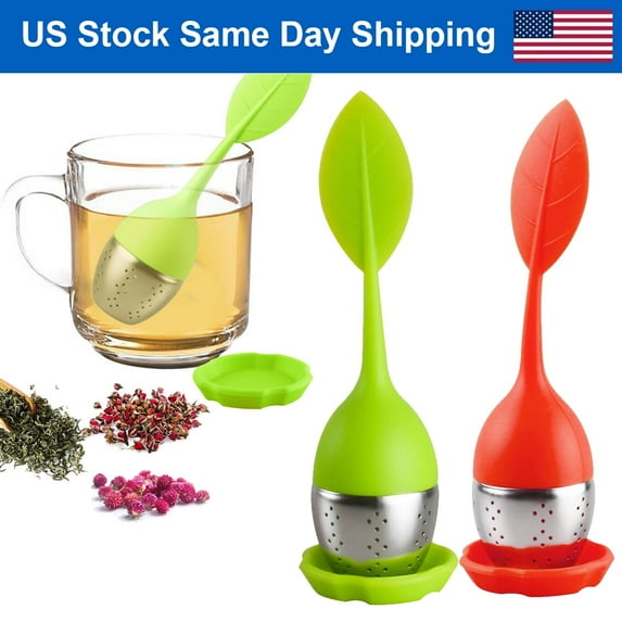 Leaf Tea Infuser for Tea Pot Mug Cup- Loose Tea Strainer Steeper for Fennel Tea Rooibos Tea Herbal Team Green Red Set 2
