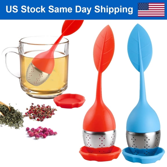 Leaf Tea Infuser for Tea Pot Mug Cup- Loose Tea Strainer Steeper for Fennel Tea Rooibos Tea Herbal Team Red Blue Set 2