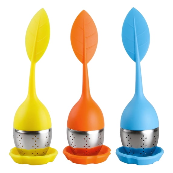 Leaf Tea Infuser for Tea Pot Mug Cup- Loose Tea Strainer Steeper for Fennel Tea Rooibos Tea Herbal Team Yellow Blue Orange Set 3