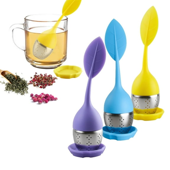 Leaf Tea Infuser for Tea Pot Mug Cup- Loose Tea Strainer Steeper for Fennel Tea Rooibos Tea Herbal Team Yellow Blue Purple Set 3
