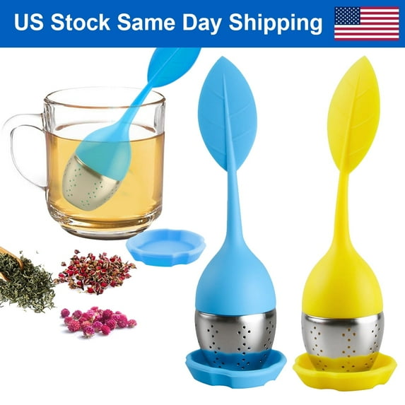 Leaf Tea Infuser for Tea Pot Mug Cup- Loose Tea Strainer Steeper for Fennel Tea Rooibos Tea Herbal Team Yellow Blue Set 2