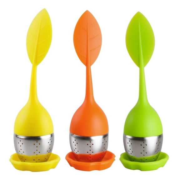 Leaf Tea Infuser for Tea Pot Mug Cup- Loose Tea Strainer Steeper for Fennel Tea Rooibos Tea Herbal Team Yellow Green Orange Set 3