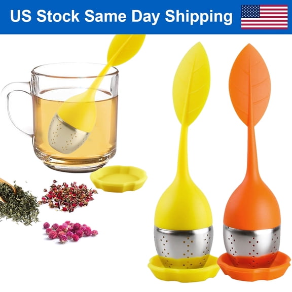 Leaf Tea Infuser for Tea Pot Mug Cup- Loose Tea Strainer Steeper for Fennel Tea Rooibos Tea Herbal Team Yellow Orange Set 2