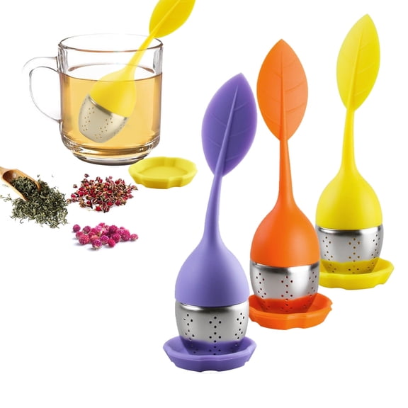 Leaf Tea Infuser for Tea Pot Mug Cup- Loose Tea Strainer Steeper for Fennel Tea Rooibos Tea Herbal Team Yellow Purple Orange Set 3