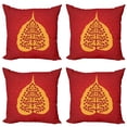 thumbnail image 1 of Ambesonne Leaf Throw Pillow Cover 4 Pack, Tree Yoga Theme Nature Form, 20", Vermilion Marigold, 1 of 2