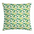 thumbnail image 1 of Leaf Throw Pillow Cushion Cover, Green Spring Leaves Oval Shapes Angled Lines Tropical Arrangement, Decorative Square Accent Pillow Case, 18 X 18 Inches, Green Apple Green and Khaki, by Ambesonne, 1 of 2