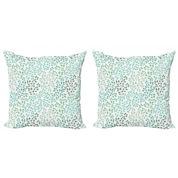 Ambesonne Nature Throw Pillow Cover 2 Pack, Leaf Braches Pattern, 20", Sage Green Turquoise
