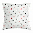 thumbnail image 1 of Leaf Throw Pillow Cushion Cover, Red and Black Ginkgo Leaves Scattered on White Background with Minimalist Style, Decorative Square Accent Pillow Case, 16 X 16 Inches, Red Black White, by Ambesonne, 1 of 2