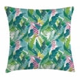 thumbnail image 1 of Leaf Throw Pillow Cushion Cover, Summer Spring in Exotic Island with Flowers Plumeria Lilac Image, Decorative Square Accent Pillow Case, 18 X 18 Inches, Pink Light Blue Yellow and Green, by Ambesonne, 1 of 2