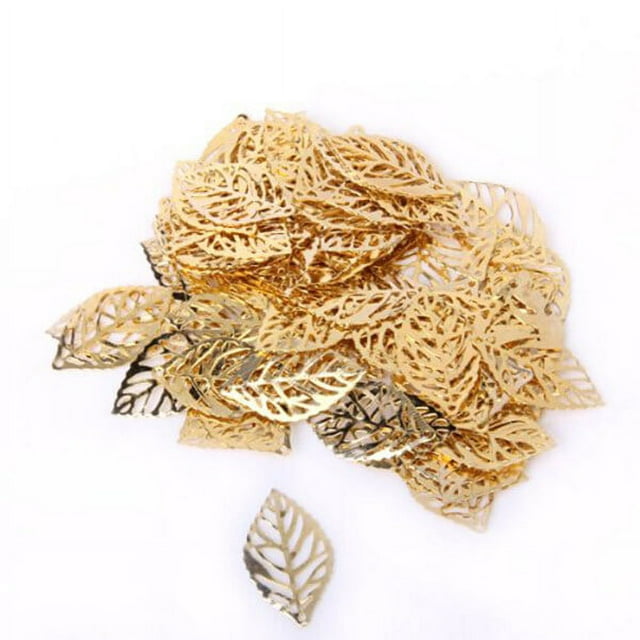 Leaf Tree Charms Jewelry Making Gold Leaves Metal Fall Crafts Embellishments Hollow Pierced Diy Alloy Decor Charm