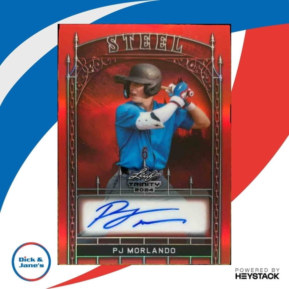 2024 Leaf Trinity PJ Morlando Steel Auto Prismatic Red Baseball Card S-PJM