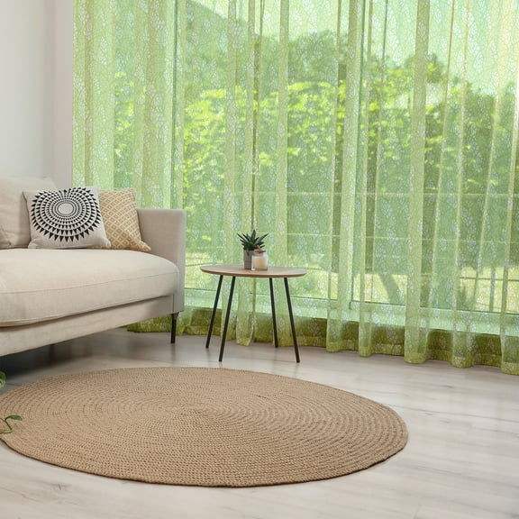 Leaf Tulle Curtains with Rod Pocket, Pattern with Leaves in the Springtime Greenery Bushes Ecology Garden Growth, Sheer Drape for Wedding Party 2 Panels, 7 Sizes, Apple Green White, by Ambesonne